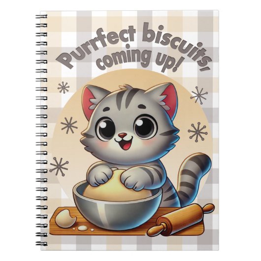 "Purfect biscuits, coming up" Kneading Cat Notitieboek (Voorkant)