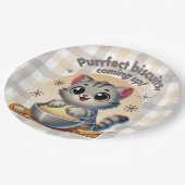 "Purfect biscuits, coming up" Kneading Cat Papieren Bordje (Gekanteld)