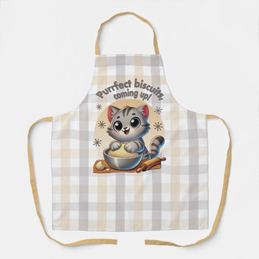 "Purfect biscuits, coming up" Kneading Cat Schort (Voorkant)