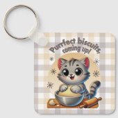 "Purfect biscuits, coming up" Kneading Cat Sleutelhanger (Voorkant)