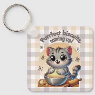 "Purfect biscuits, coming up" Kneading Cat Sleutelhanger