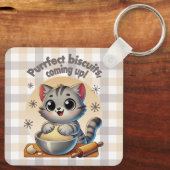 "Purfect biscuits, coming up" Kneading Cat Sleutelhanger (Achterkant)