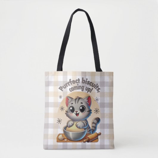 "Purfect biscuits, coming up" Kneading Cat Tote Bag (Voorkant)