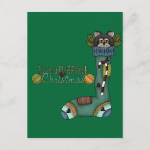Purfect Christmas Stocking Cat Feestdagenkaart