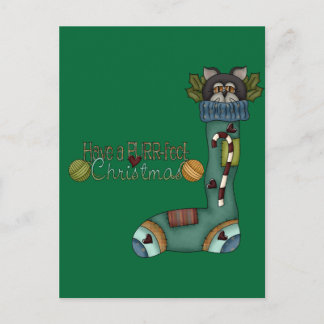 Purfect Christmas Stocking Cat Feestdagenkaart