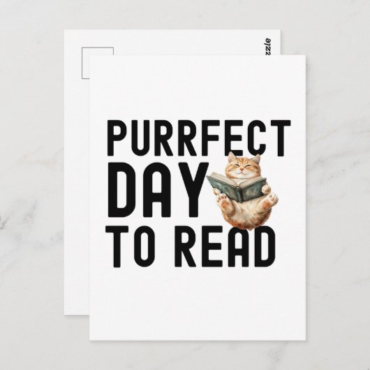Purfect Day to Read Cat Bookworm Quote Briefkaart (Voorkant / Achterkant)