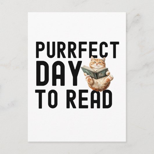Purfect Day to Read Cat Bookworm Quote Briefkaart (Voorkant)