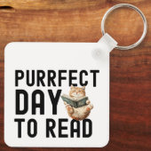 Purfect Day to Read Cat Bookworm Quote Sleutelhanger (Achterkant)