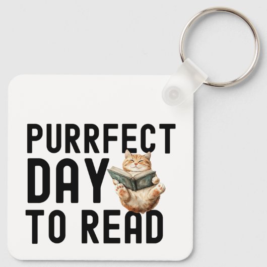 Purfect Day to Read Cat Bookworm Quote Sleutelhanger (Achterkant)