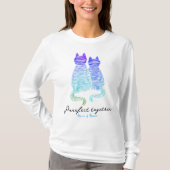 Purfect grillige kat paar romantische blauwe stree t-shirt (Voorkant)