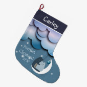 Purfect Kerstkatten op de Maan Gepersonaliseerd Grote Kerstsok (Voorkant (Hangend))