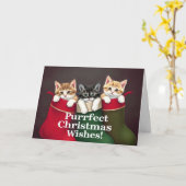 Purfect Kerstwensen Katten Kaart (Gele Bloem)