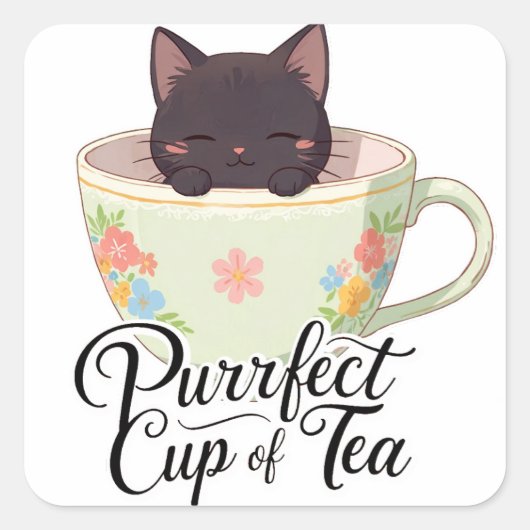Purfect kopje thee vierkante sticker (Voorkant)