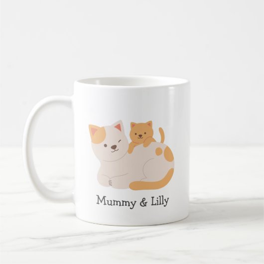 Purfect Love – Custom Mama Cat & Kitten Koffiemok (Links)