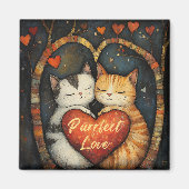 Purfect Love Een Gezellige Kat Omarm Kunstwerk Magneet (Voorkant)