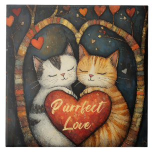 Purfect Love Een Gezellige Kat Omarm Kunstwerk Tegeltje
