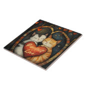 Purfect Love Een Gezellige Kat Omarm Kunstwerk Tegeltje (Zijkant)