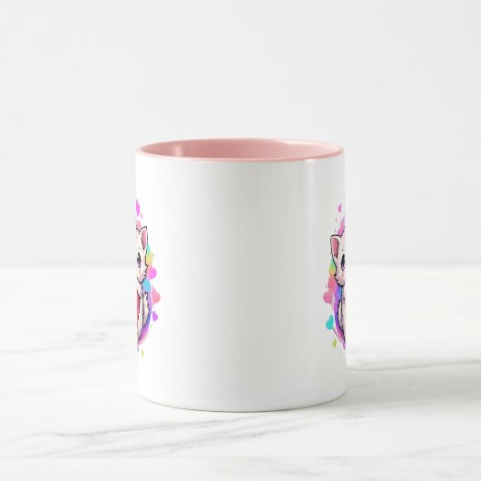 Purfect Love: Kawaii paar katten met hart Mok (Midden)