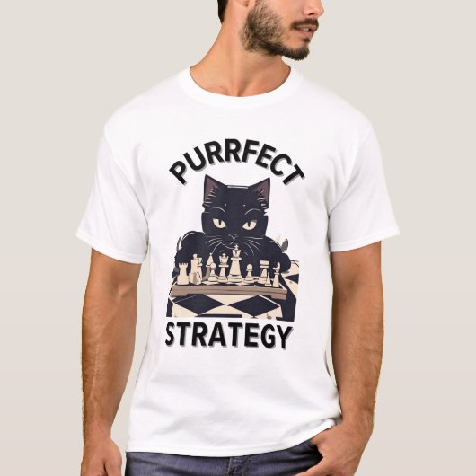Purfect strategie Kat Schaakspeler T-shirt (Voorkant)