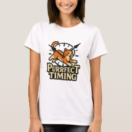 Purfect Timing | Grappig Cat Punctual Clock T-shir T-shirt