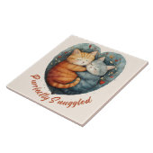 Purfectly Snuggled Kittens Knuffelen Kunstwerk Tegeltje (Zijkant)