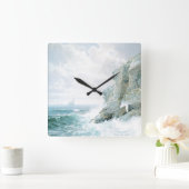 Purgatory Cliff Fine Art Waterverf Seascape Vierkante Klok (Huis)