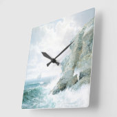 Purgatory Cliff Fine Art Waterverf Seascape Vierkante Klok (Hoek)