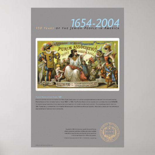 Purim Association Kaart, 1881 Poster (Voorkant)