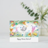 Purim Basket Gifts Hamantaschen Gragger Hebrew Feestdagenkaart (Staand voorkant)