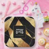 Purim Black Gold Modern Geometric Specialized Papieren Bordje (Feest)