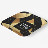 Purim Black Gold Modern Geometric Specialized Papieren Bordje (Gebogen)