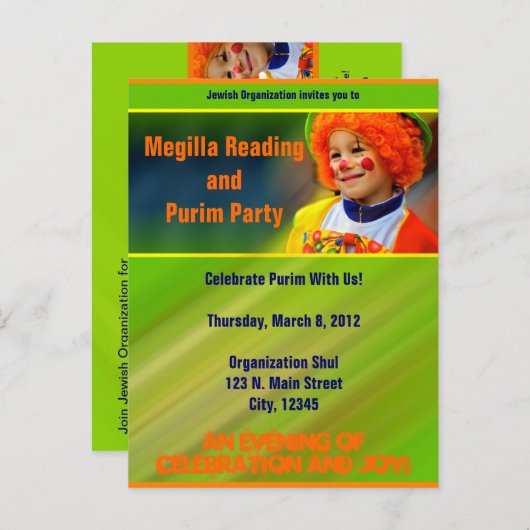 Purim Briefkaart (Voorkant / Achterkant)