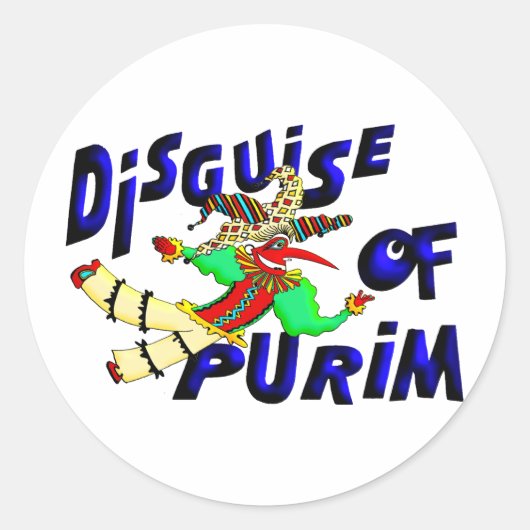 Purim Disguise Ronde Sticker (Voorkant)