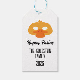 Purim eendenmasker maskerade kostuum cadeaulabel