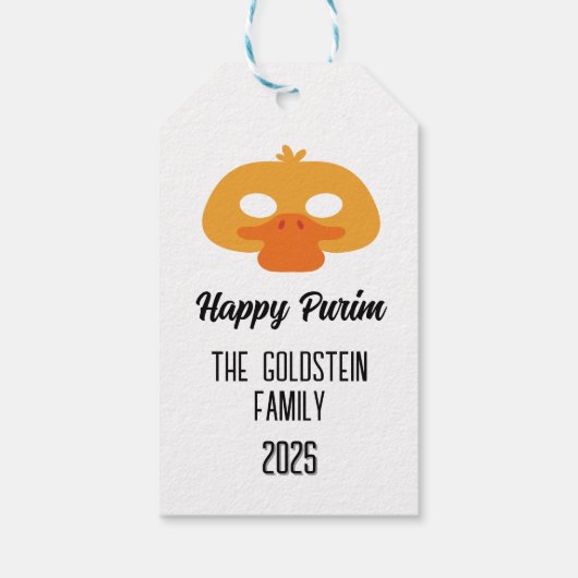 Purim eendenmasker maskerade kostuum cadeaulabel (Achterkant)