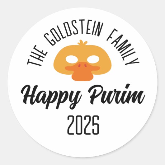 Purim eendenmasker maskerade kostuum ronde sticker (Voorkant)