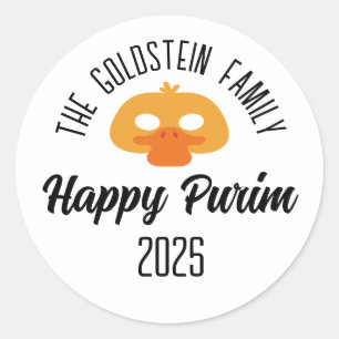 Purim eendenmasker maskerade kostuum ronde sticker