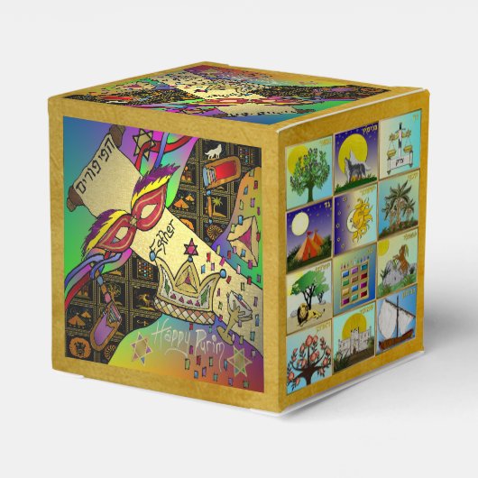 Purim Esther Celebration Dark Art Print Bedankdoosjes (Achterkant)