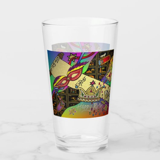 Purim Esther Celebration Dark Art Print Glas (Achterkant)
