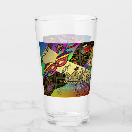 Purim Esther Celebration Dark Art Print Glas (Voorkant)