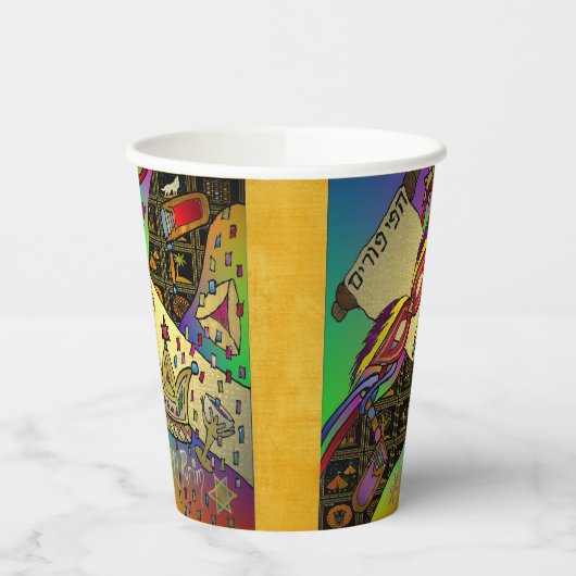 Purim Esther Celebration Dark Art Print Papieren Bekers (Links)