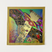 Purim Esther Celebration Dark Art Print Tapestry Wandkleed (Voorkant (horizontaal))