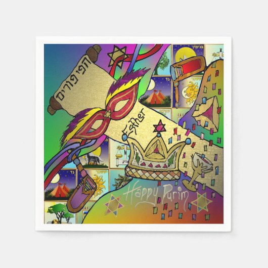 Purim Esther Celebration Light Art Print Napkins Servet (Voorkant)