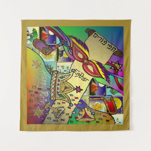 Purim Esther Celebration Light Print Tapestry Wandkleed (Voorkant (horizontaal))