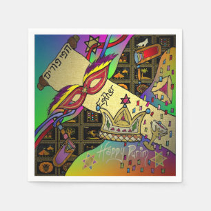 Purim Esther-viering donkere kunstprint Servet