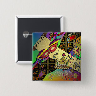 Purim Esther-viering kunstprint vierkante knoop Button 5,1 Cm