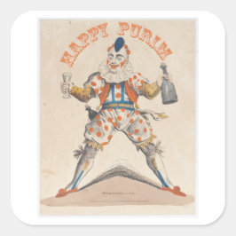 Purim. Fijne Clown. Lechaim Vierkante Sticker