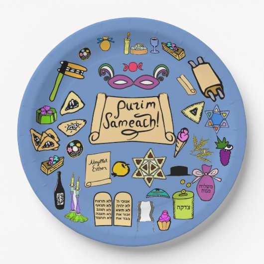 Purim Gatherings Paper-Borden -  Papieren Bordje (Voorkant)