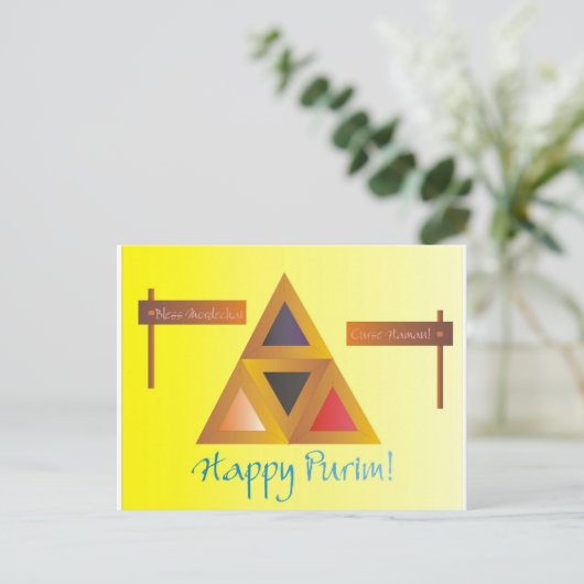 Purim Hamantaschen Briefkaart (Staand voorkant)