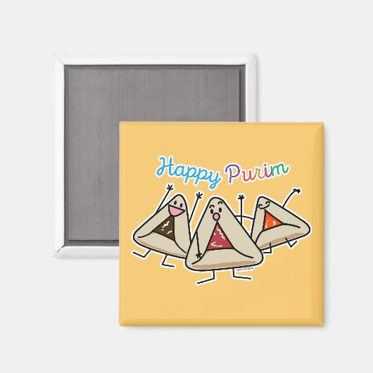 Purim hamantaschen gebak Sameach Oznei Haman Magneet (Voorkant / Achterkant)